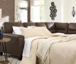 Signature Design By Ashley Navi Chestnut Faux Leather Sleeper Sectional With Right-Facing Chaise