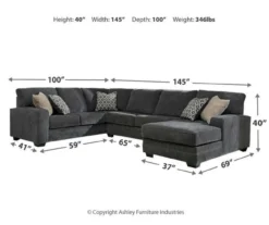 Signature Design By Ashley Tracling Gray 3-Piece Sectional -COSCO Store combo910005 2
